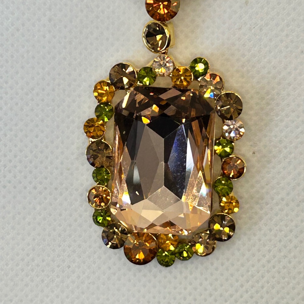 Vintage Kenneth Jay Lane necklace Gold Tone Swarovski Style Crystals Moon Star - Picture 4 of 6